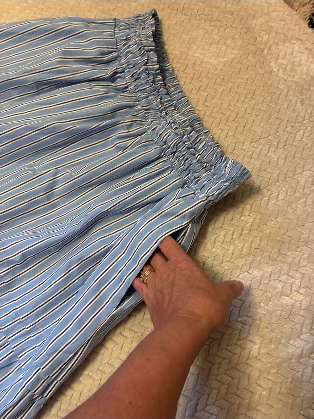 Quince Blue and White Striped Tiered Maxi Skirt - Picture 3 of 8